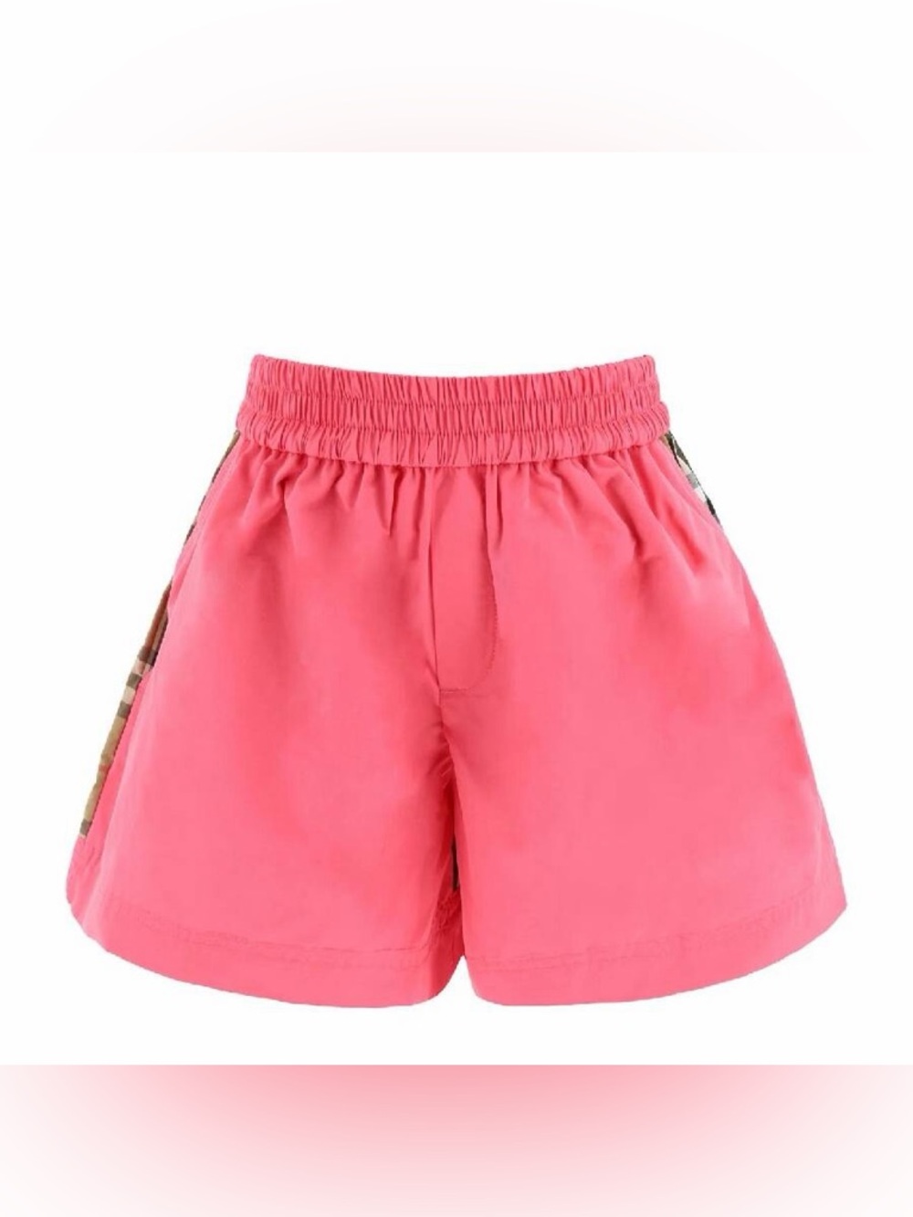 Girls Authentic Burberry Pink Aimee Check Elastic-Waist Shorts NWT